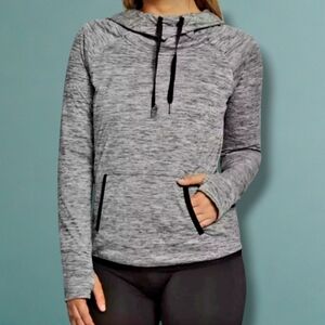 90 Degree By Reflex Women's Fleece Brushed Activewear Heathered Silver Hoodie